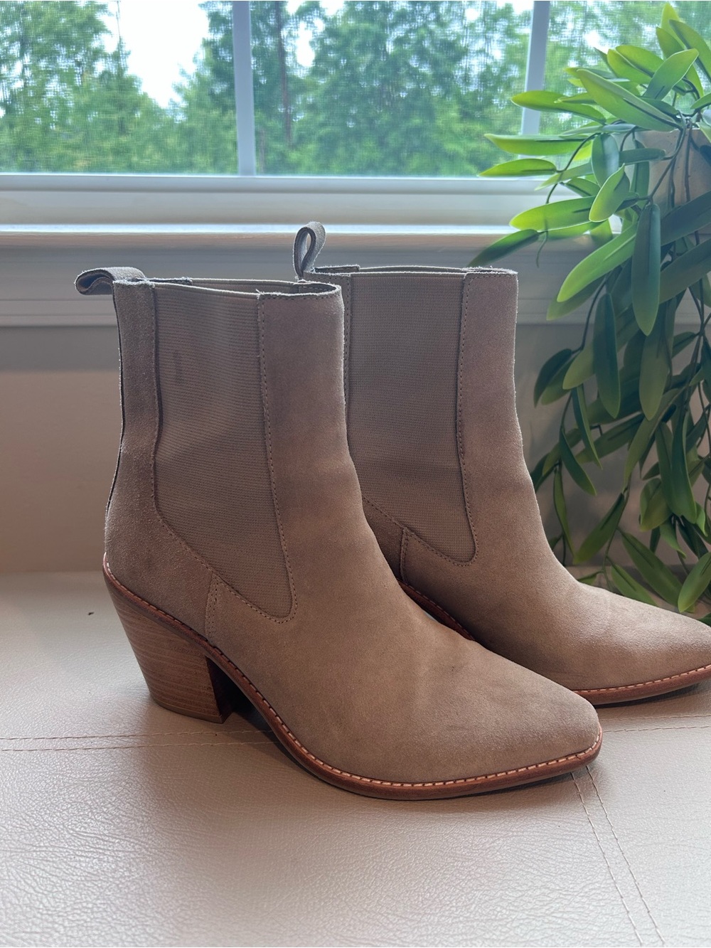 Treasure & Bond Women's Suede Ankle Boots in Taupe - Classic Chelsea Style